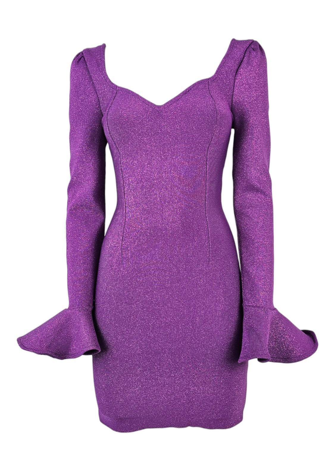 Abito vestito bandage laminato viola