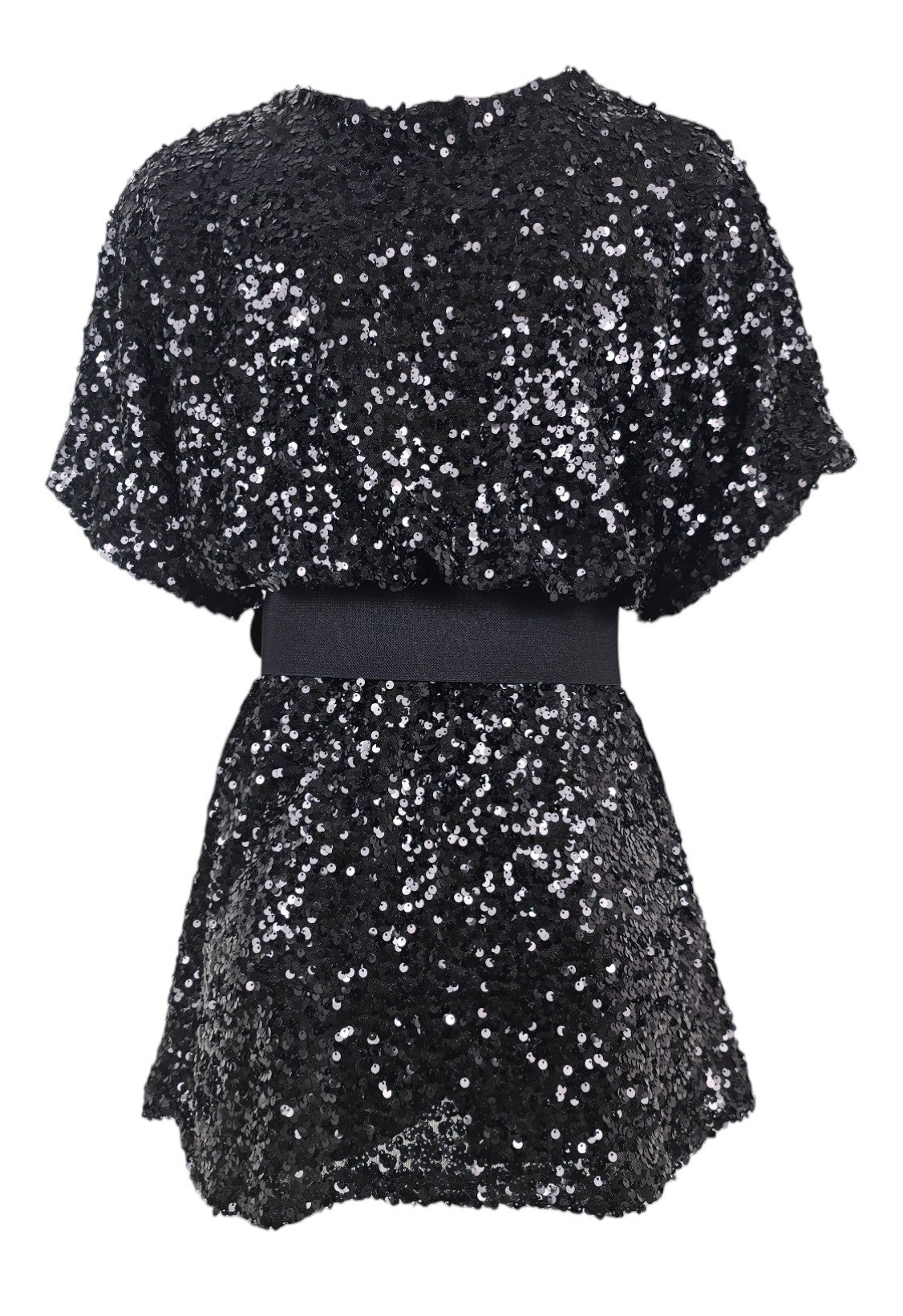 Minidress black sequin dress with shorts