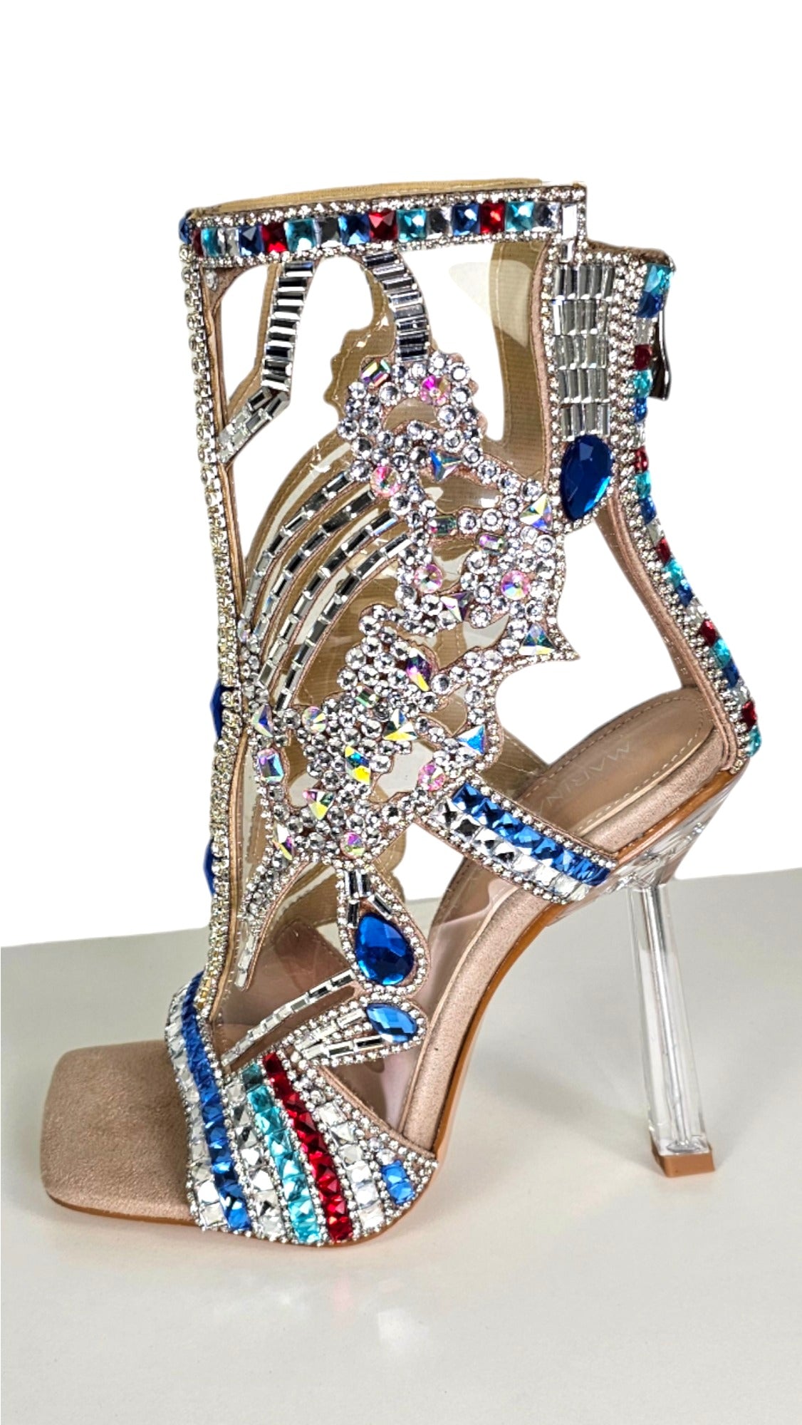 Stivaletto trasparente con strass gioiello