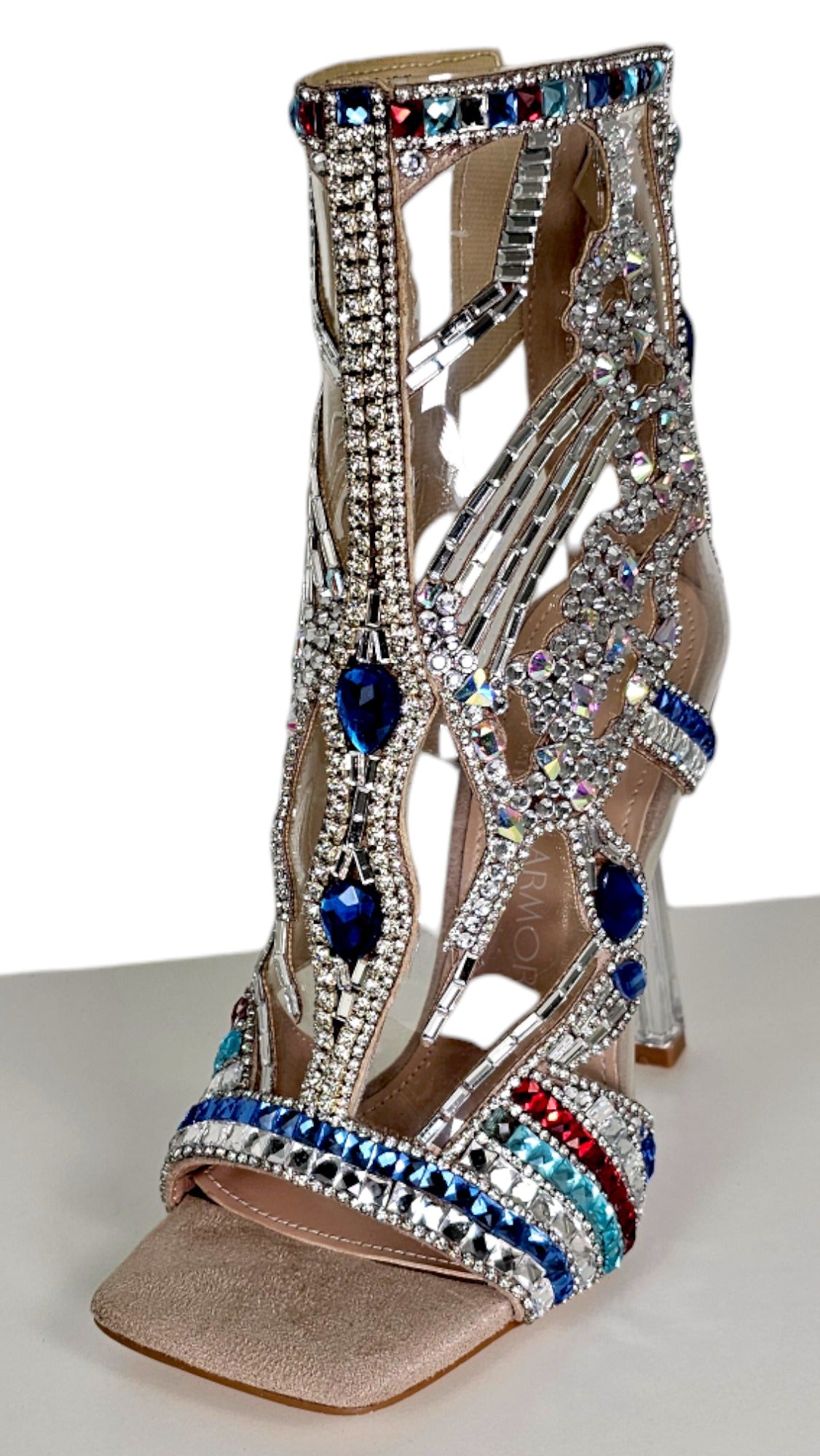Stivaletto trasparente con strass gioiello